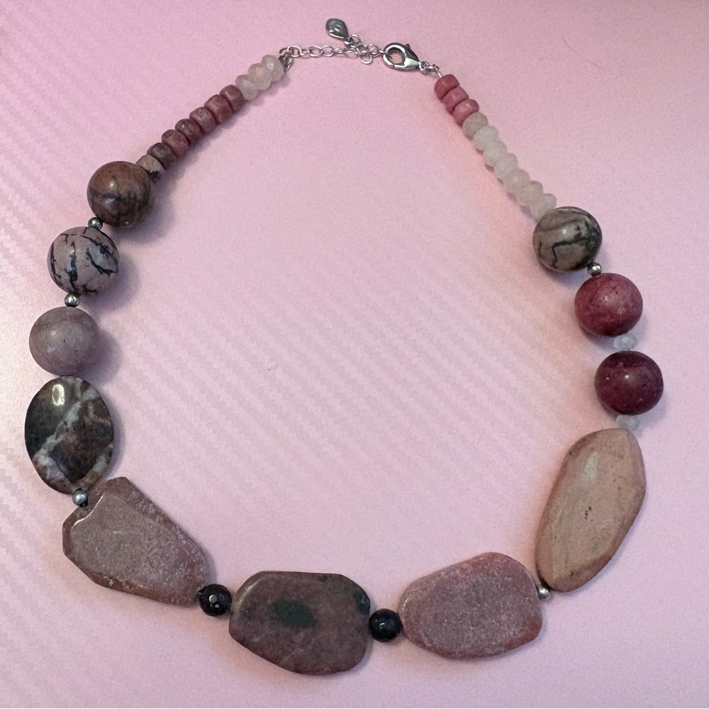 Barse 925 silver and Rhodonite necklace. 18 inches with 2 inch extender.